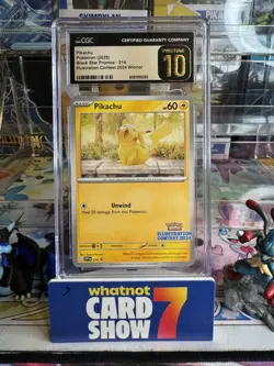 CGC Pristine 10 Pikachu Pokemon Card #214 Black Star Promo Illustration Contest - Image 1