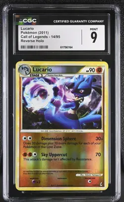 CGC 9 MINT Lucario 2011 Call of Legends 14/95 Reverse Holo Pokemon Card - Image 1