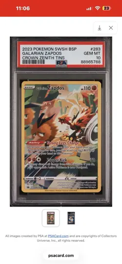 Pokemon PSA 10 Galarian Zapdos SWSH283 Sword & Shield Promo Holo Card - Image 1