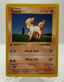 Ponyta - 1ST EDITION - SHADOWLESS - 1999 BASE SET card # 60/102 - LP - Image 1