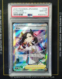 2020 POKEMON JAPANESE SWORD & SHIELD SHINY STAR V #198 FA/MARNIE PSA 10 - Image 1