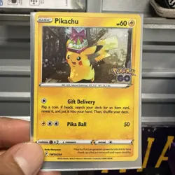 Pikachu SWSH234 Pokemon GO Black Star Promo Holo NM/M 2022 Gift Hat - Image 1