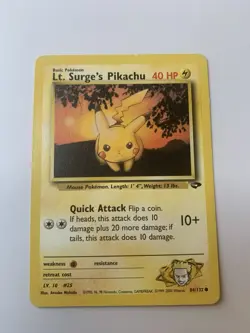 Pokemon TCG Lt. Surge's Pikachu 84/132 Gym Challenge First Edition NM - Image 2