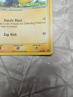 Manectric 16/106 EX Emerald Reverse Holo Stamped Pokemon 2005 - Image 3