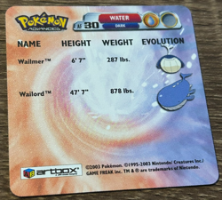 2003 Pokemon Advanced Artbox 3D Wailmer/Wailord AF30 Lenticular Card - Image 3