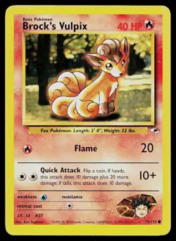 Pokemon Card Gym Heroes Brock's Vulpix 73/132 Unlimited Common - Image 1