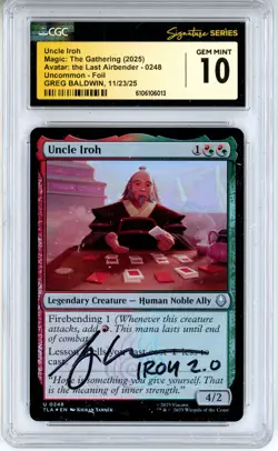 CGC GEM MINT 10 Signed Greg Baldwin Uncle Iroh Avatar: The Last Airbender Foil - Image 1