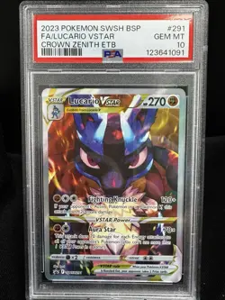 Lucario VSTAR SWSH291 BSP Full Art Pokemon Crown Zenith ETB PSA 10 Gem Mint - Image 1