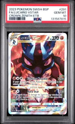 2023 POKEMON SWSH BLACK STAR PROMO #291 FULL ART/LUCARIO VSTAR PSA 10 - Image 1