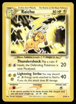 Raichu 21/64 Rare Neo Revelation Pokemon Moderately Played - Image 1