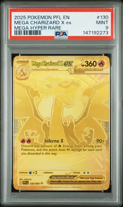 2025 POKEMON PFL EN-PHANTASMAL FLAMES MEGA HYPER RARE MEGA CHARIZARD X EX PSA 9 - Image 1