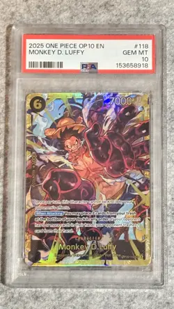 2025 One Piece OP 10 Monkey D Luffy Op10-118 Secret PSA 10 Gem Mint - Image 1
