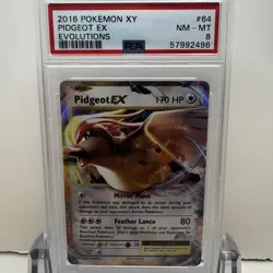 2016 Pokemon XY: Evolutions - PIDGEOT EX #64/108 - PSA 8 NEAR MINT - MINT - Image 1