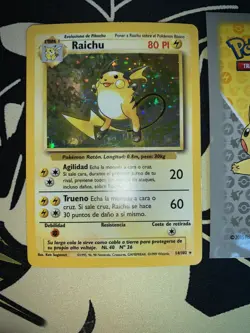(Unlimited) Pokemon RAICHU Card BASE Set 14/102 Holo 085 💎NM 💎 Spanish - Image 1