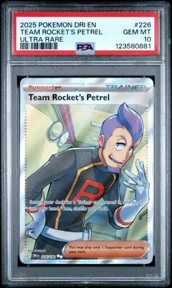 2025 POKEMON DRI EN-DESTINED RIVALS ULTRA RARE #226 TEAM ROCKET'S PETREL PSA 10 - Image 1