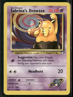 Sabrina's Drowzee 92/132 Common Gym Heroes Pokemon Lightly Played - Image 1