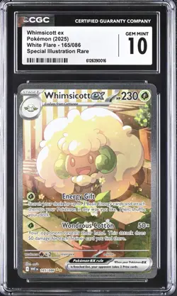 Whimsicott ex Pokemon 2025 English White Flare 165/086 SIR CGC GEM MINT 10 - Image 1