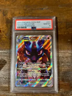POKEMON 2023 SWSH Promo Crown Zenith LUCARIO Full Art VStar #291 ETB PSA 10 RARE - Image 1