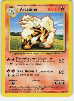 Arcanine 023/102 Base Set Uncommon Normal LP Pokemon TCG - Image 1