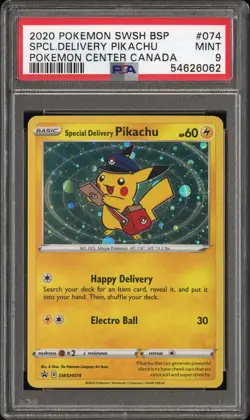 Special Delivery Pikachu 2020 Pokemon Black Star Promo PSA 9 #SWSH074 - Image 1