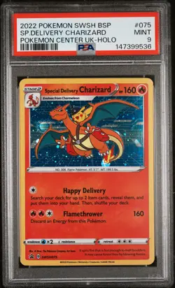 2022 POKEMON SWSH BLACK STAR PROMO #075 SPECIAL DELIVERY CHARIZARD-HOLO PSA 9 - Image 1