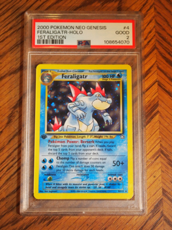 Pokemon 1st Edition Neo Genesis Feraligatr rare foil card, PSA 2 - Image 1
