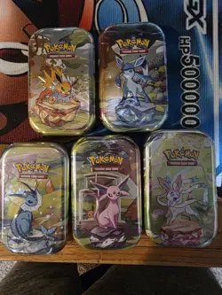 Lot Of 5 Pokemon Scarlet & Violet- Prismatic Evolutions Factory Sealed Mini Tins - Image 1