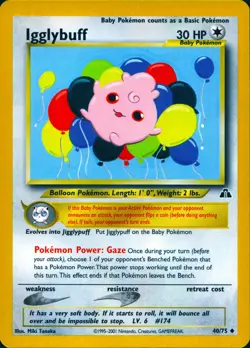 IGGLYBUFF 40/75 UNCOMMON NEO DISCOVERY POKEMON UNLIMITED NM - Image 1