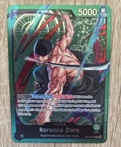 Roronoa Zoro OP12-020 ONE PIECE Tcg Card Game NM GREEN Leader - Image 1