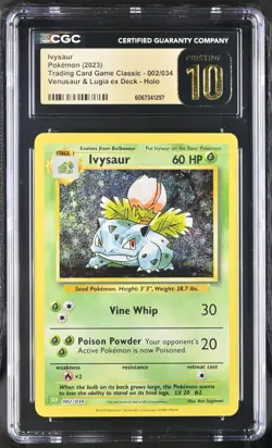 CGC 10 Pristine Ivysaur Holo 002/034 Trading Card Game Classic CLV Pokemon Card - Image 1