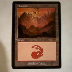 Magic: The Gathering 1999 Guru Mountain Promo Land Card Moderately Played - Image 1