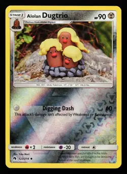 Alolan Dugtrio 123/214 Reverse Holo Uncommon Lost Thunder Pokemon Card - Image 1
