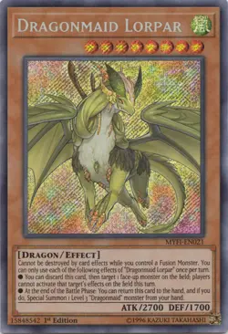 Yugioh! LP Dragonmaid Lorpar - MYFI-EN021 - Secret Rare - 1st Edition Lightly Pl - Image 1