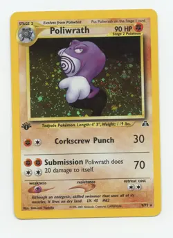 Poliwrath 9/75 1st Edition Neo Discovery Holo Rare Pokemon Card Vintage WOTC-LP - Image 1