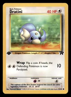 Dratini 53/82 Common Team Rocket Pokemon 1st Edition Moderately Played - Image 1