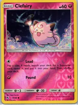 Pokemon TCG Clefairy 38/68 Hidden Fates Rev Holo NM - Image 1