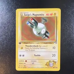 Pokemon Lt. Surge's Magnemite 80/132 Gym Heroes Common WOTC English 1st Ed LP - Image 1