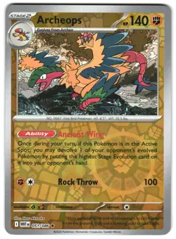 Archeops 051/086 NM Reverse Holo SV: White Flare Pokemon TCG - Image 1