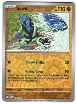 Sawk 049/086 NM Reverse Holo SV: White Flare Pokemon TCG - Image 1