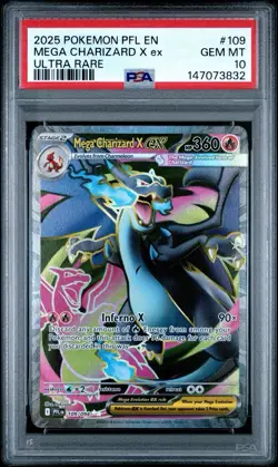 PSA 10 🔥🔥 2025 Pokemon Mega Charizard X ex 109/094 Full Art Ultra Rare - Image 1