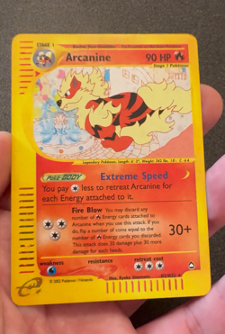 Arcanine H2/H32 Aquapolis Holo Rare Pokemon WOTC 2002 Single Owner Pack Pull - Image 2