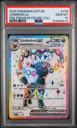 Pokemon 2025 Umbreon ex 176 Prismatic Evolution Premium Figure Collection PSA 10 - Image 1