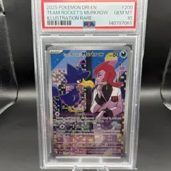 Pokemon TCG Team Rocket's Murkrow Sv10 Illustration Rare Holo PSA 10 - Image 1