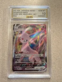 Grade 10 Espeon Vmax Eevee Heroes Promo 004/004 Japanese Pokemon AGS US Seller - Image 1