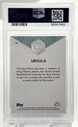 2023 URSULA #'d /75 Topps Disney 100 Chrome Dark and Light Blue PSA 9 Mermaid - Image 2