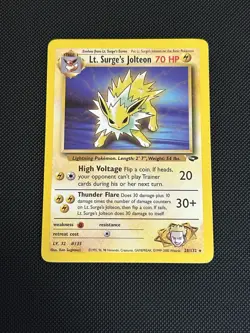 Pokemon TCG Lt. Surge's Jolteon Card 28/132 Gym Challenge Regular Rare, NM/ MINT - Image 3