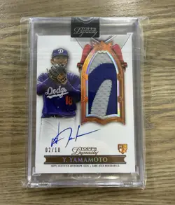 2024 TOPPS DYNASTY MLB - YOSHINOBU YAMAMOTO #DAPB-YY1 ROOKIE PATCH AUTO /10 RARE - Image 1