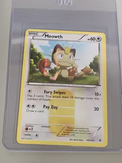 Pokemon TCG Meowth Holo Secret Rare Black White Noble Victories Card 102/101 MP - Image 1