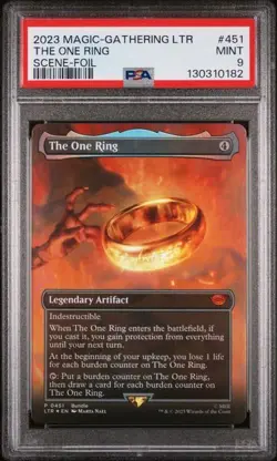 MTG Lord of the Rings The One Ring Borderless Foil PSA 9 - Image 1