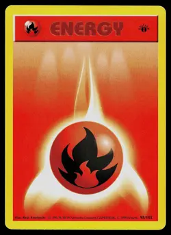 Pokemon Card - Fire Energy Base Set Shadowless 98/102 1st Edition Common - Image 1